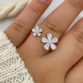 ANEL PT 2 FLOR CRISTAL