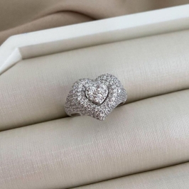 ANEL PT CORAÇÃO CRAV 3 PEDRA 2MM