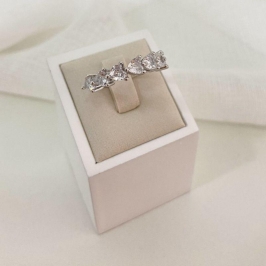 ANEL PT MEIA ALIANÇA CORAÇÃO CRISTAL