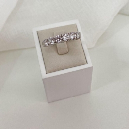 ANEL PT MEIA ALIANÇA PEDRA CRISTAL