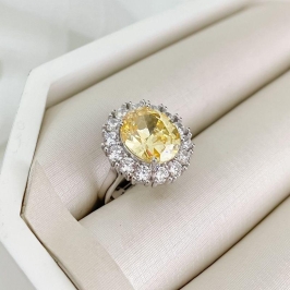 ANEL PT PEDRA AMARELA 10MM CRAVEJADO