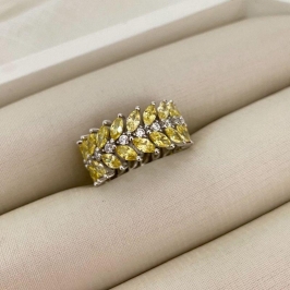 ANEL PT PEDRAS CRISTAL/AMARELO