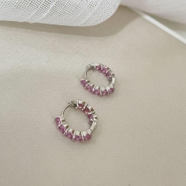 ARGOLA PT PEDRA ROSA CLARO