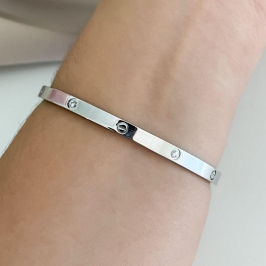 BRAC CARTIER PEDRA/LISO PRATA