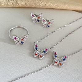 CONJ PT BORBOLETA COLORIDA