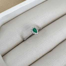 ANEL PT GOTA VERDE CRAVEJADA 4MM