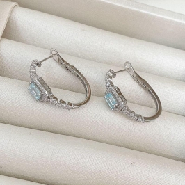 ARGOLA PT PEDRA AZUL CRAVEJADA G