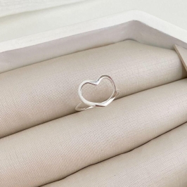 ANEL PT CORAÇÃO LISO 925
