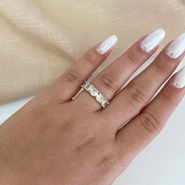 ANEL PT MEIA ALIANÇA 5 PEDRAS