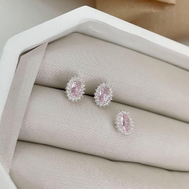 CONJ PT OVAL VAZADO ROSA CRAV