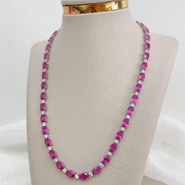 GARG PT EM PEDRAS ROSA/CRISTL 42CM 5MM