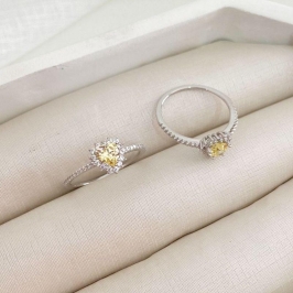 ANEL PT CORAÇÃO AMARELO CRAVEJADO