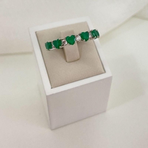 ANEL PT CORAÇÃO PEDRA VERDE