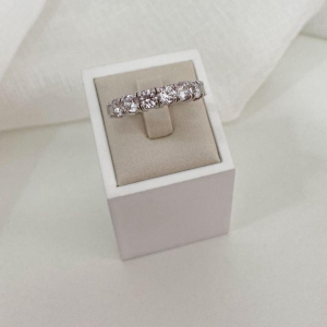 ANEL PT MEIA ALIANÇA PEDRA CRISTAL