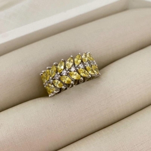 ANEL PT PEDRAS CRISTAL/AMARELO