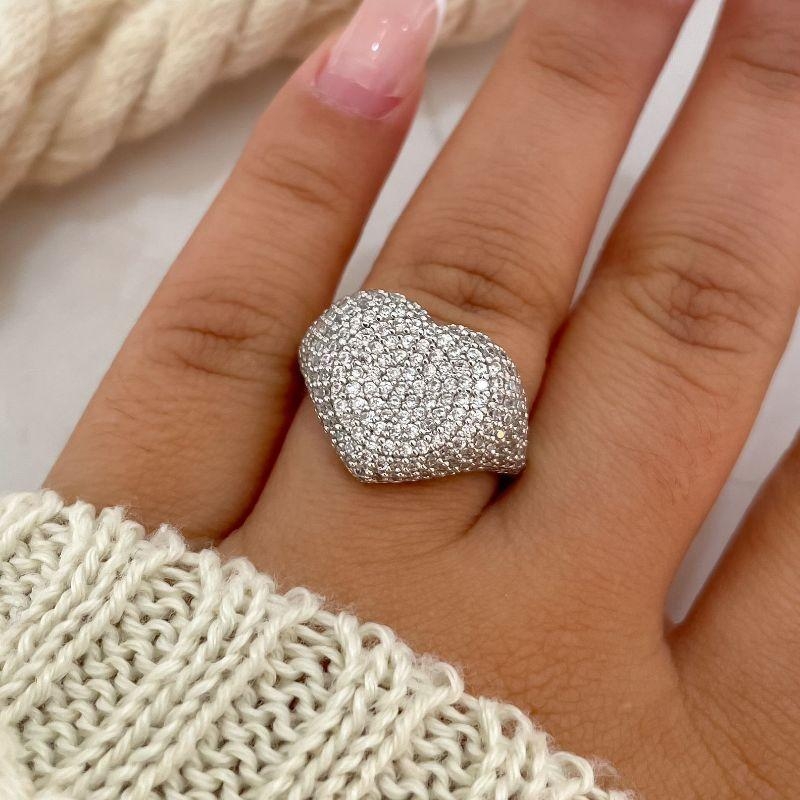 ANEL PT CORAÇÃO CRAVEJADO