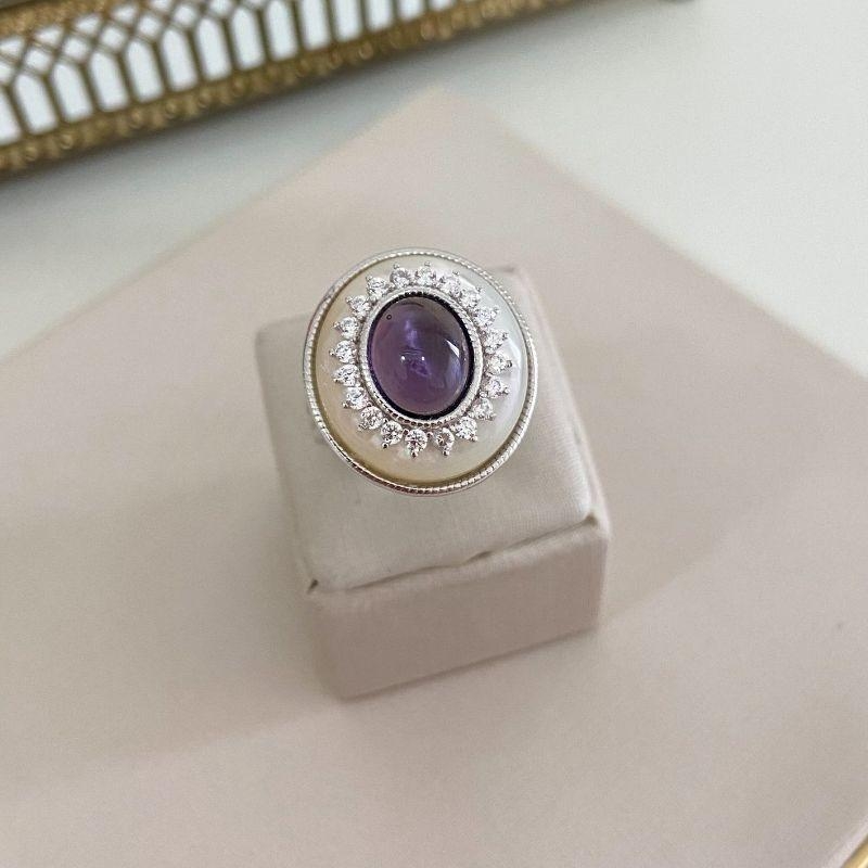 ANEL PT PEROLA P ROXA CRAVEJADO