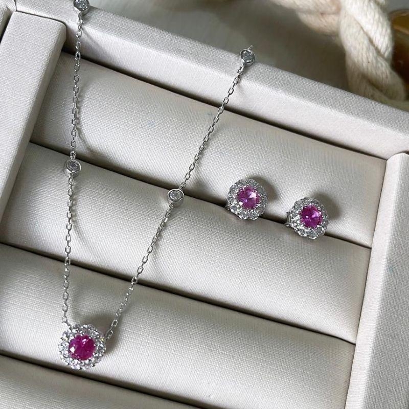 CONJ PT CRAV PEDRA ROSA