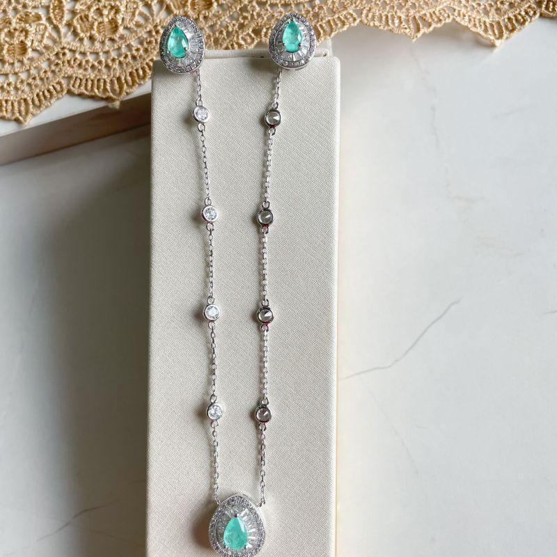 CONJ PT PEDRA CRAV VERDE COMLOMBIANO