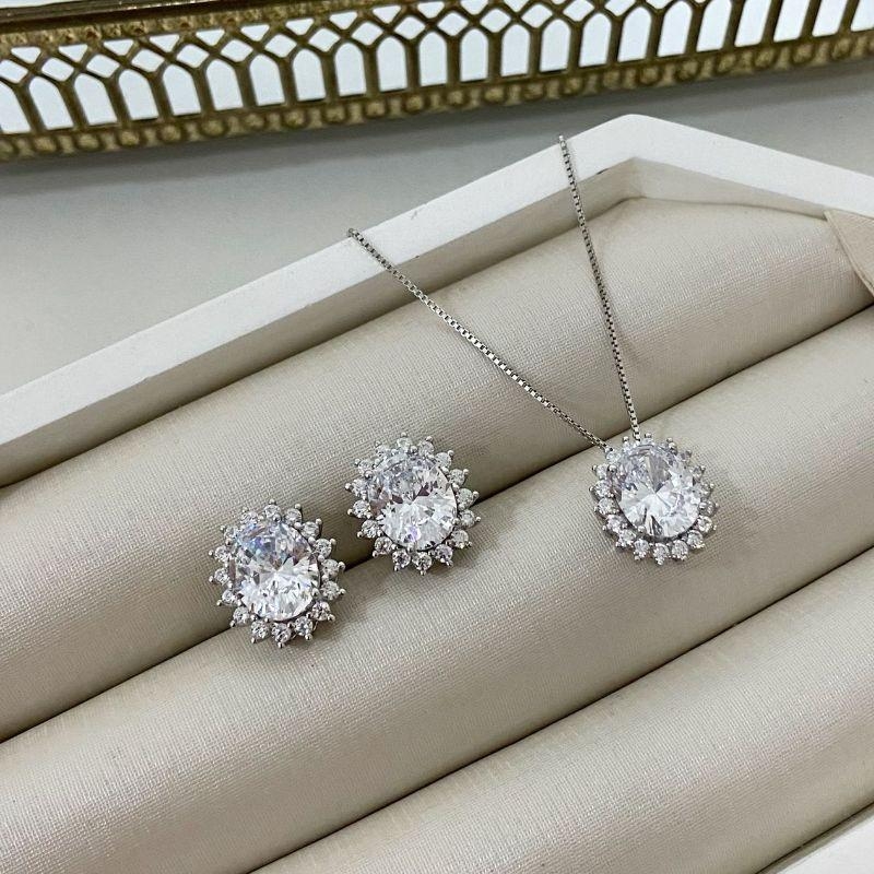 CONJ PT PEDRA CRISTAL CRAV 45CM