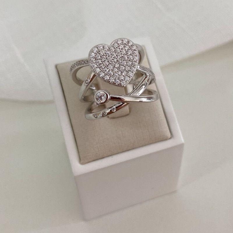 ANEL PT CORAÇÃO CRAV/PEDRA CRISTAL