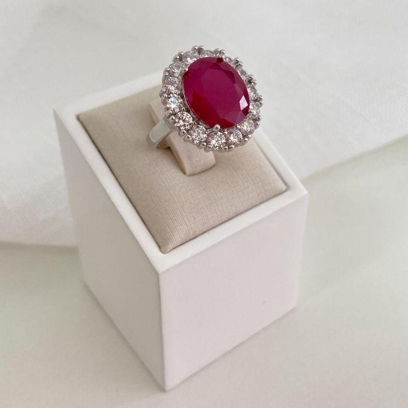 ANEL PT PEDRA VERMELHA CRAV