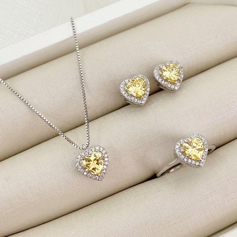 CONJ  PT CORAÇÃO AMARELO CRAVEJADO