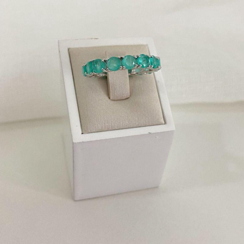 ANEL PT ALIANÇA PEDRA VERDE 4MM