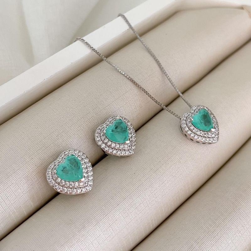 CONJ PT CORAÇÃO VERDE CLARO 45CM 6 MM