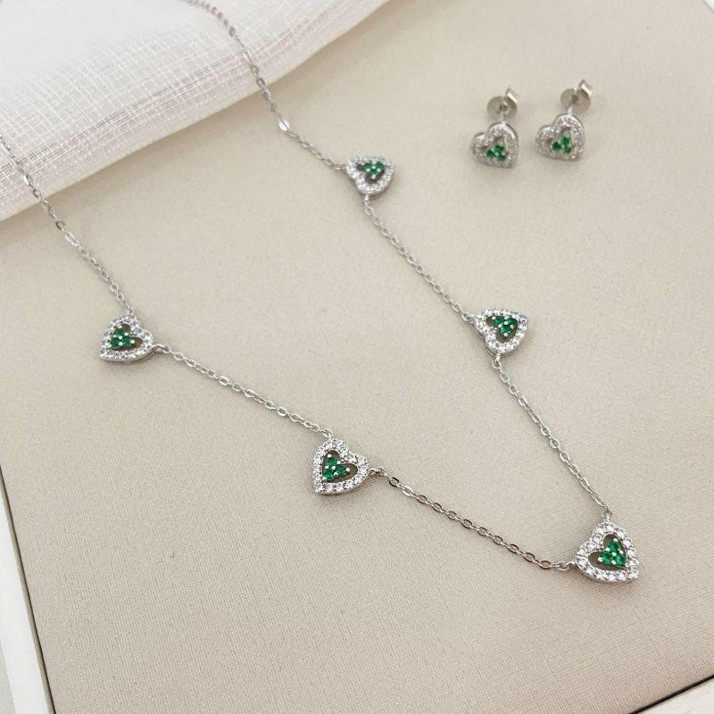 CONJ PT  CORAÇÕES CRAVEJADO