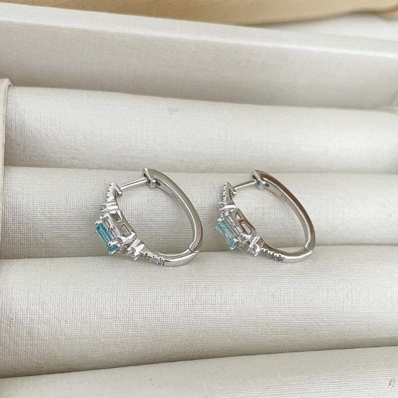 ARGOLA PT PEDRA AZUL CLARO