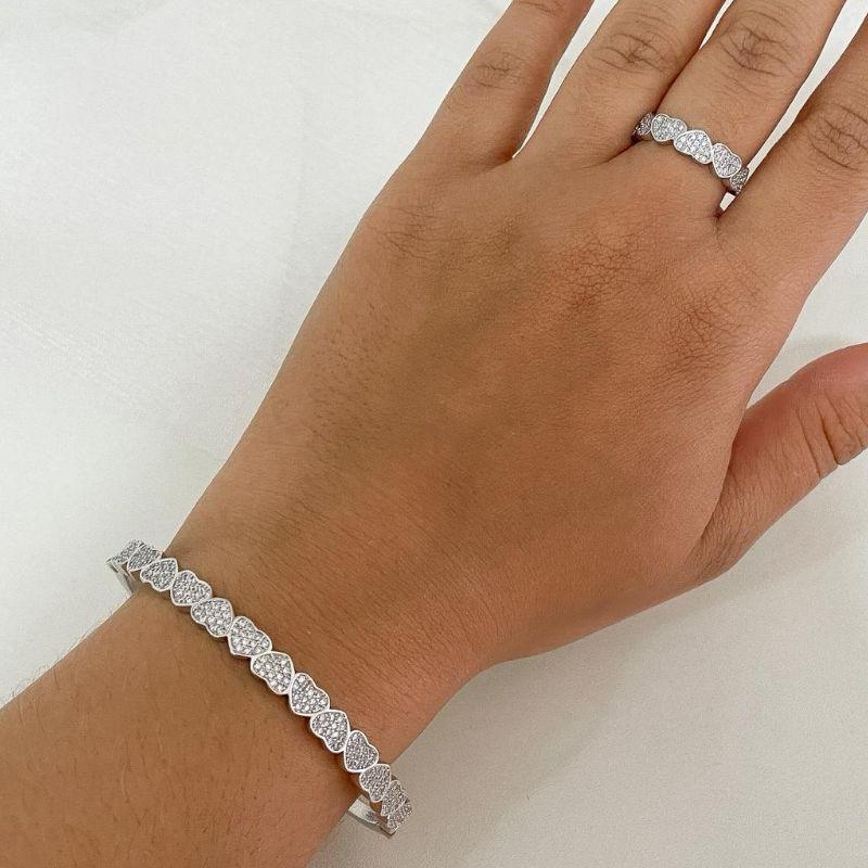 CONJ PT CORAÇÃO CRAVEJADO