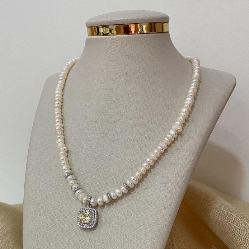 GARG PT PEROLA / PEDRA AMARELO CLARO CRAVEJADO