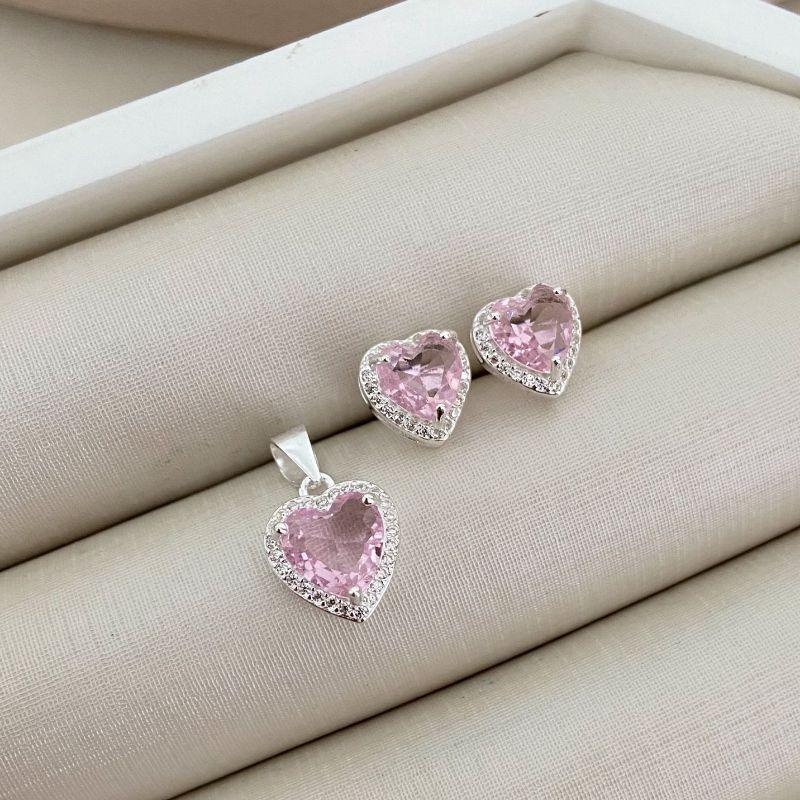 CONJ PT CORAÇAO ROSA CLARO CRAV