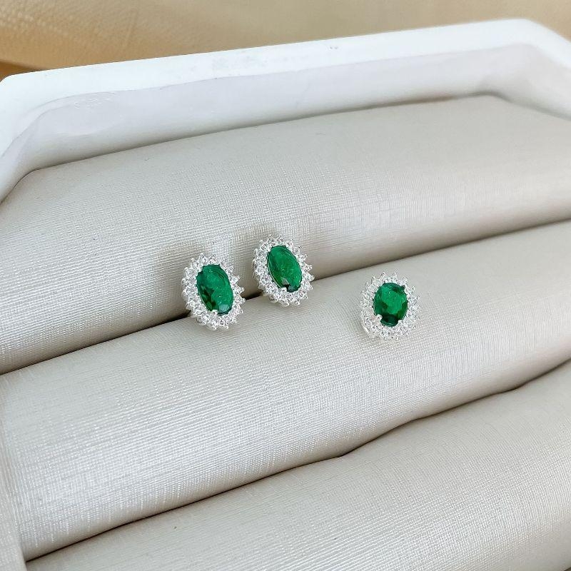 CONJ PT OVAL VAZADO VERDE CRAV