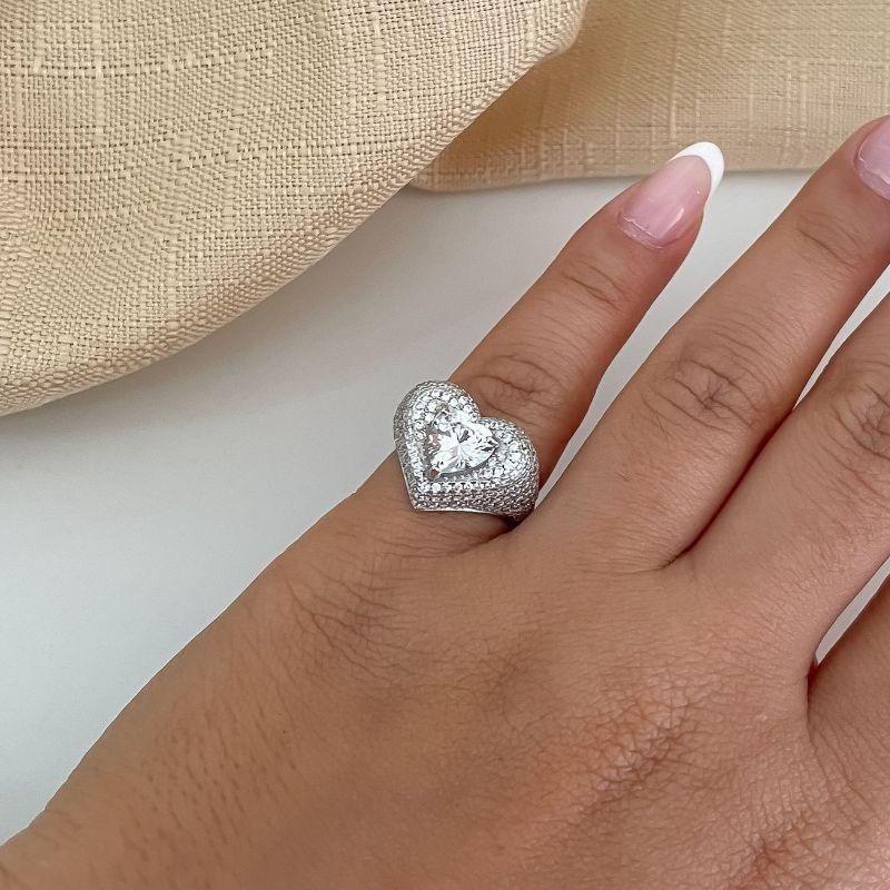 ANEL PT CORAÇÃO CRISTAL CRAVEJADO