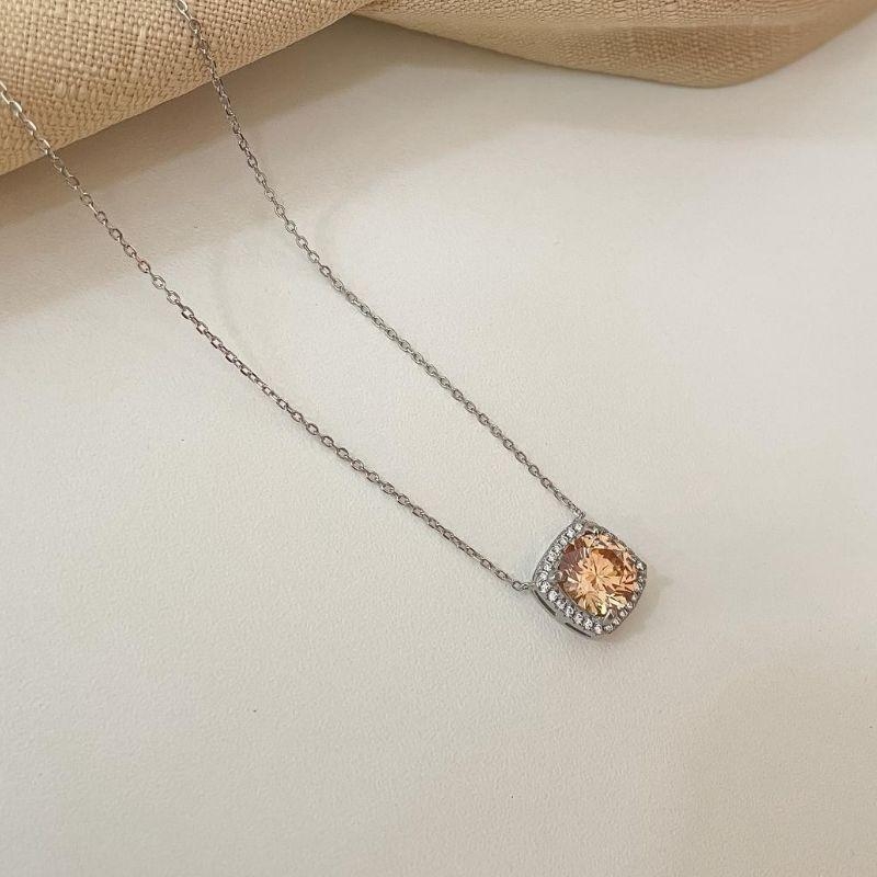 GARG PT PEDRA AMBAR CLARO CRAVEJADA