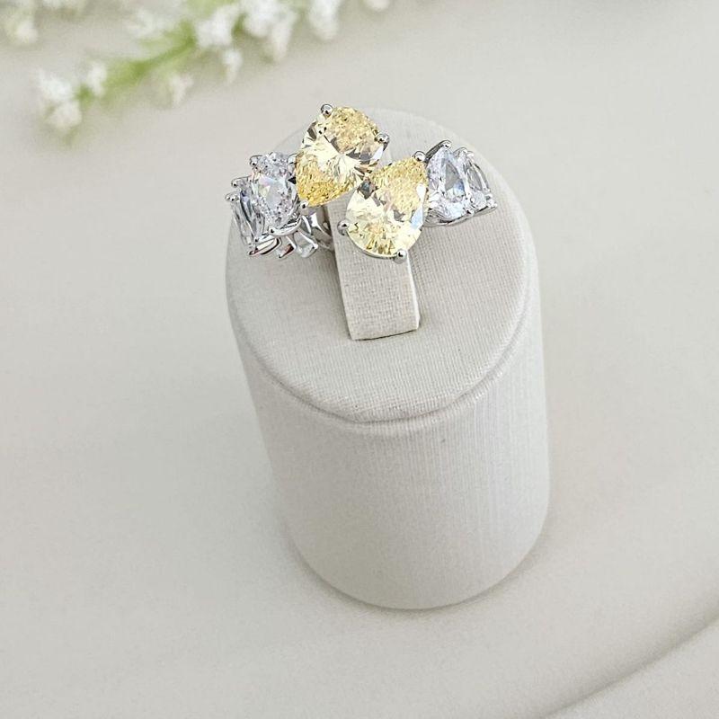 ANEL PT PEDRAS AMARELA\ CRISTAL 7MM