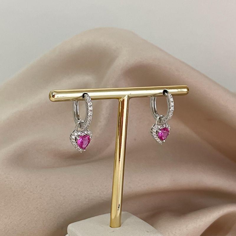 ARGOLA PT PG CORAÇÃO  ROSA