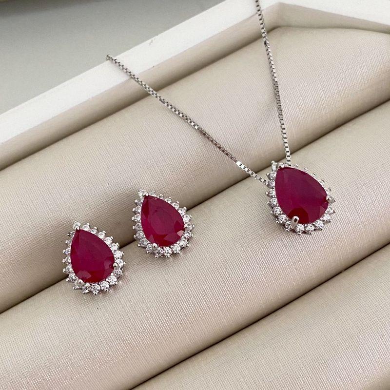 CONJ PT GOTA VERMELHA 7\8MM 45CM