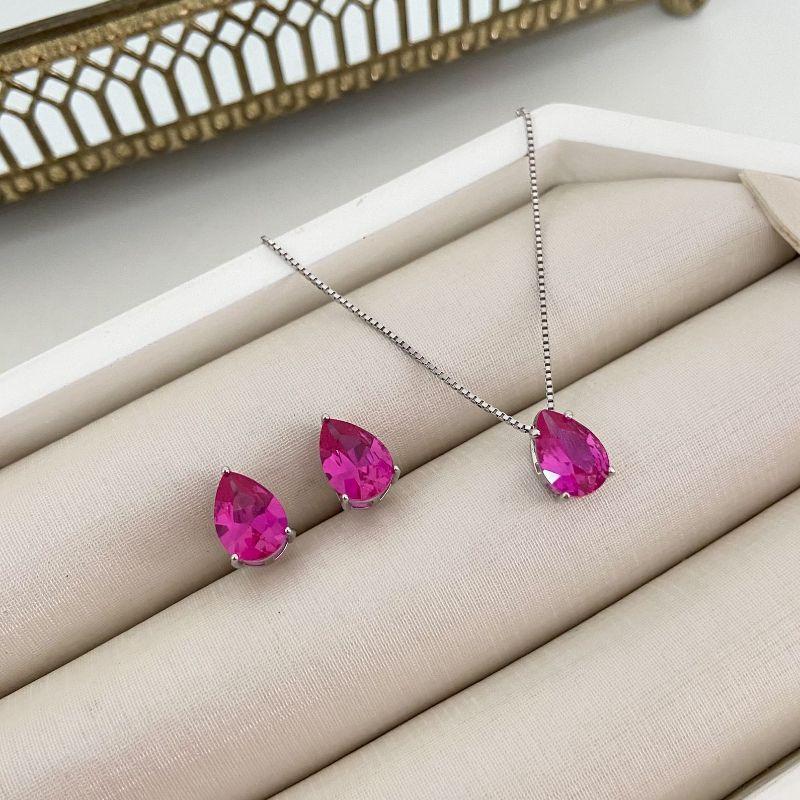 CONJ PT PEDRA ROSA 7MM 45CM