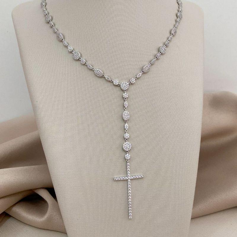 GARG PT TERÇO CRUZ FINA 1MM