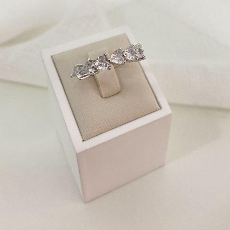 ANEL PT MEIA ALIANÇA CORAÇÃO CRISTAL