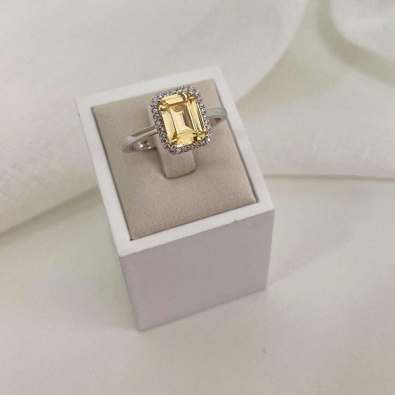 ANEL PT SOLITÁRIO AMARELO Q 7MM CRAV