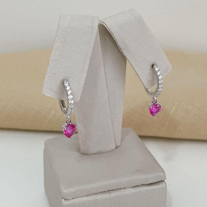 ARGOLA PT CORAÇÃO LISO ROSA 5MM