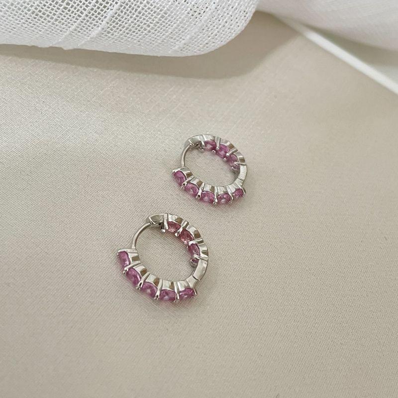 ARGOLA PT PEDRA ROSA CLARO