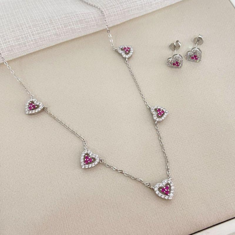 CONJ PT  CORAÇÕES CRAVEJADO