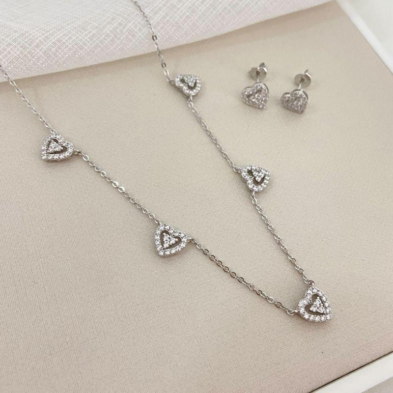 CONJ PT  CORAÇÕES CRAVEJADO