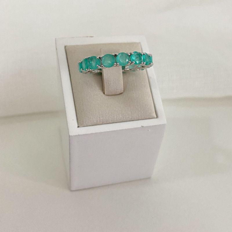 ANEL PT ALIANÇA PEDRA VERDE 4MM