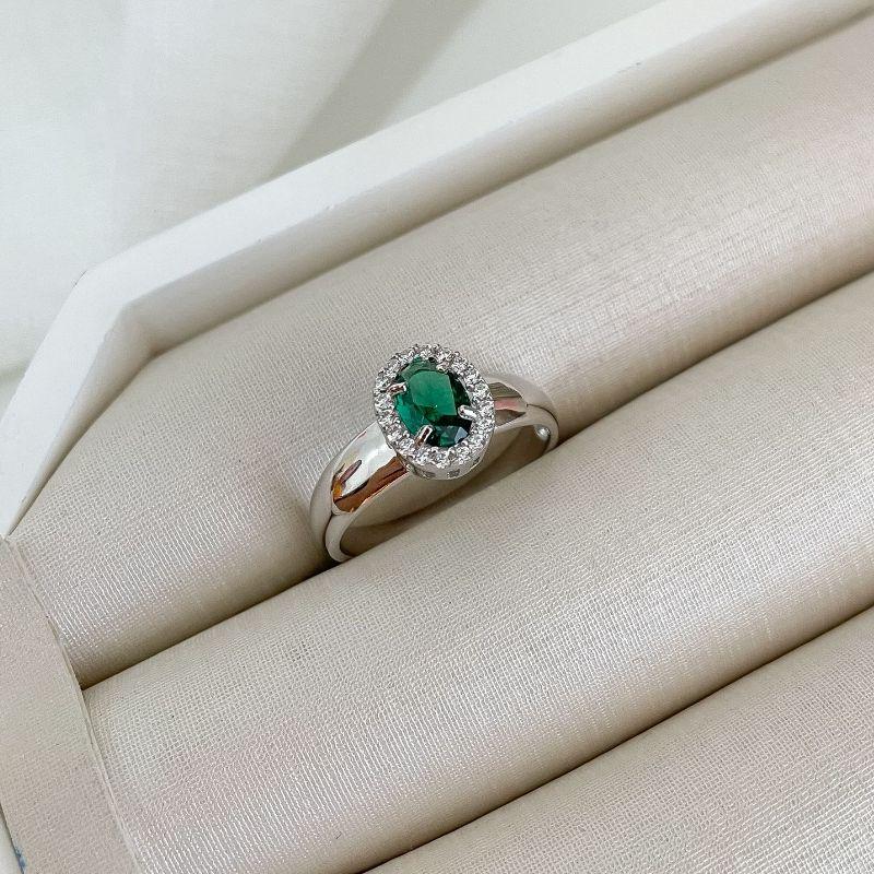 ANEL PT PEDRA VERDE CRAVEJADO